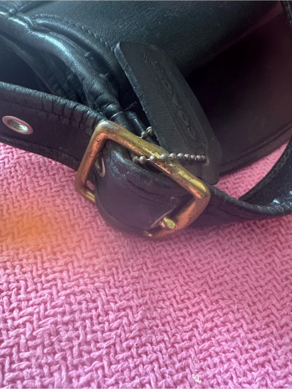 Black Leather Messenger Bag - Brand Coach